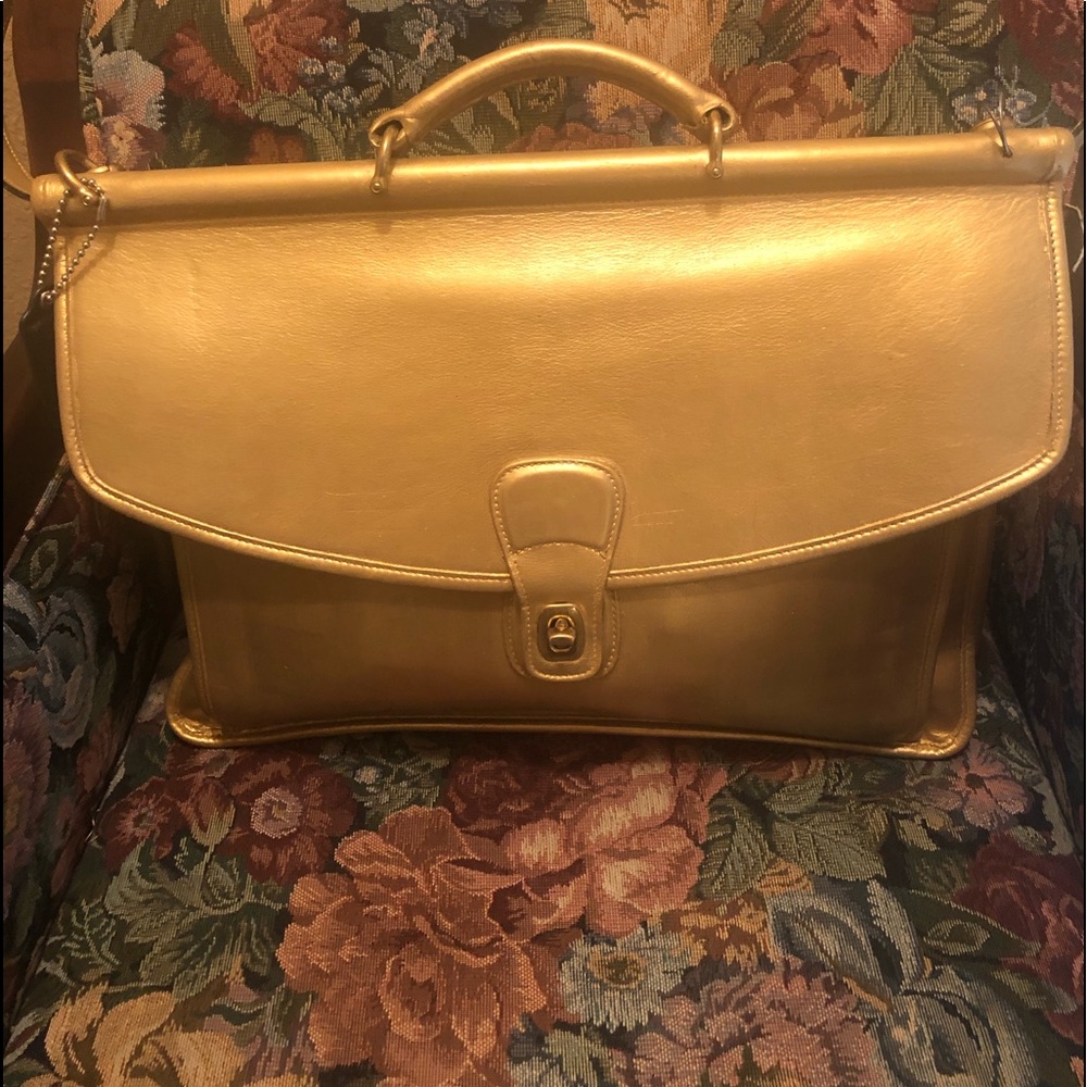 Coach Rare Find Gold Laptop Bag